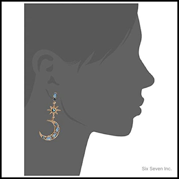 Celestial Drop Earrings Gold-Tone Rhinestone Elegant Y2K Chic Night Out - Picture 4 of 5